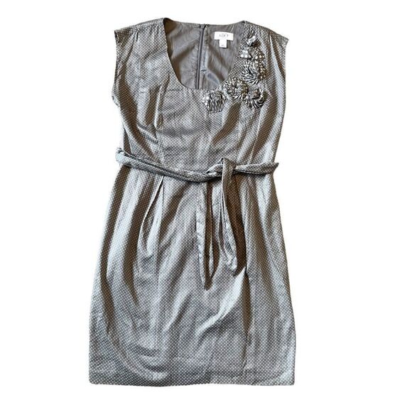 Loft Women's Gray 100% Cotton Scoop Neck Sleeveless Knee Length Dress - Picture 1 of 12